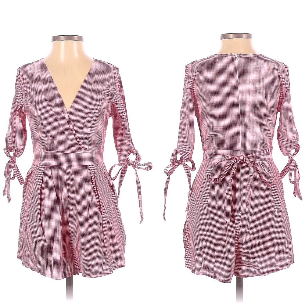 SEEK THE LABEL red and white checkered cottagecore romper size small like new